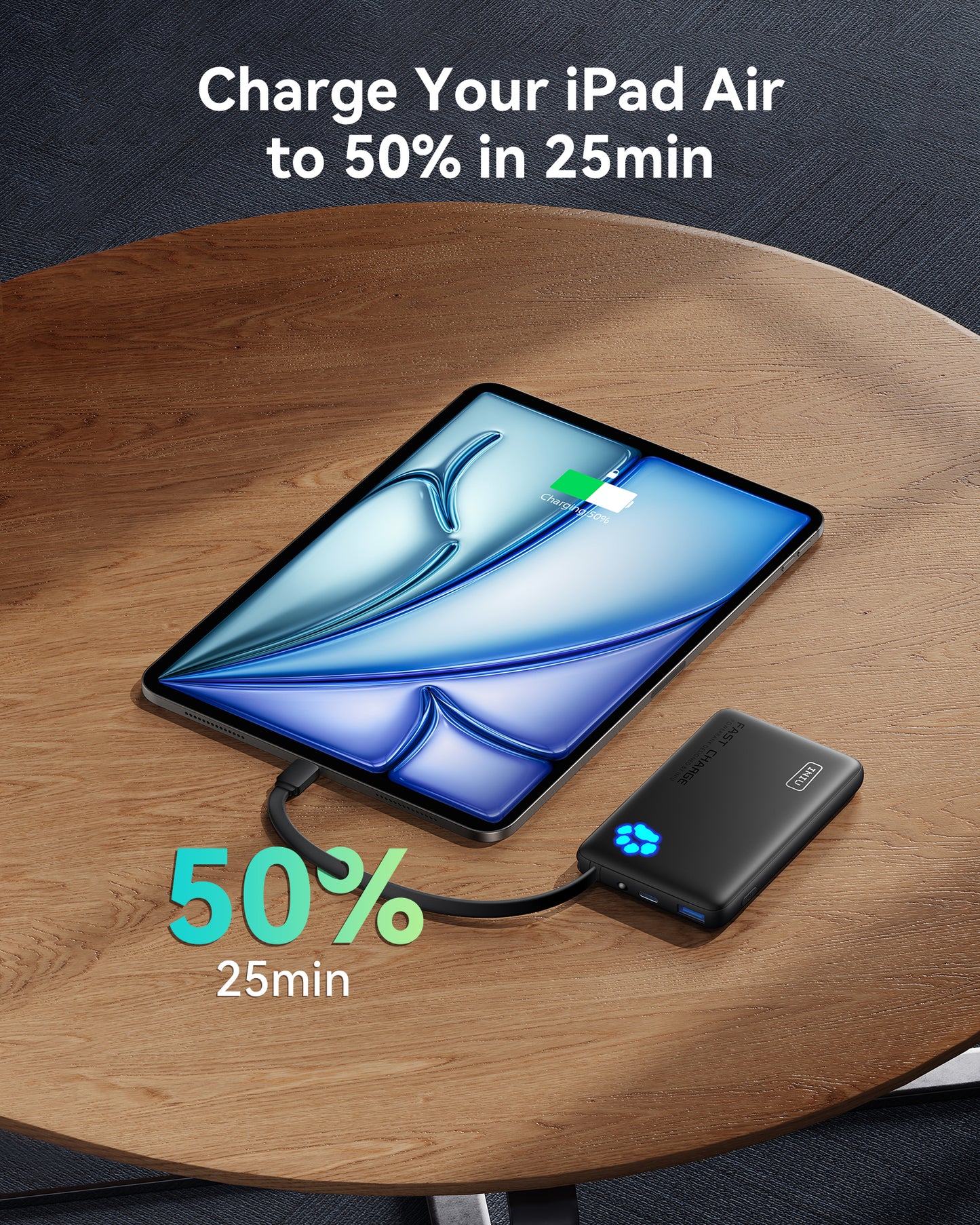 INIU Pawsible P41L-E1 Banco de energía con cable integrado, el más delgado de 20 W y 10 000 mAh