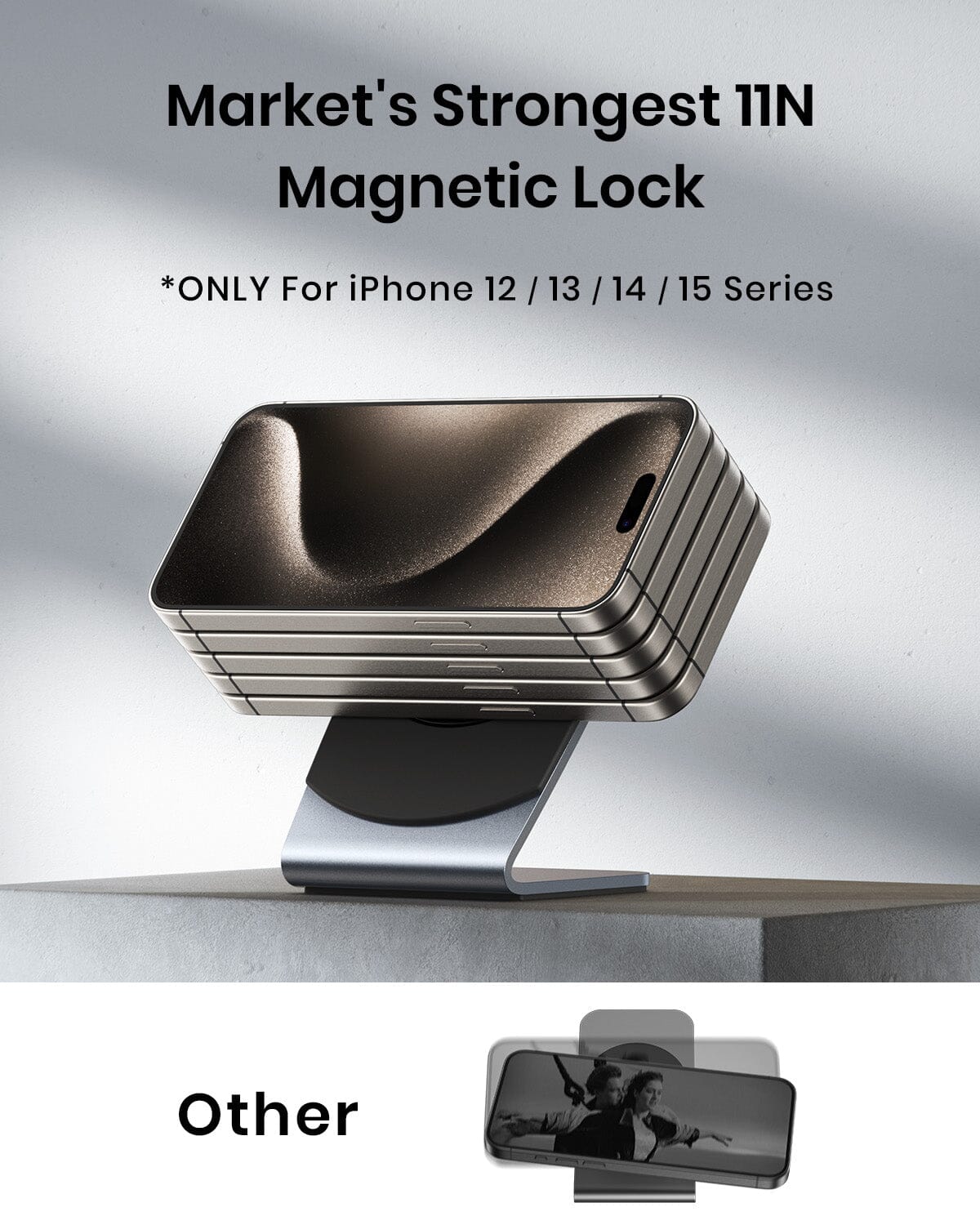 INIU WI213 - Market's Strongest 11N Magnetic Lock Wireless Charger, for iPhone 12-15 Series, secure charging