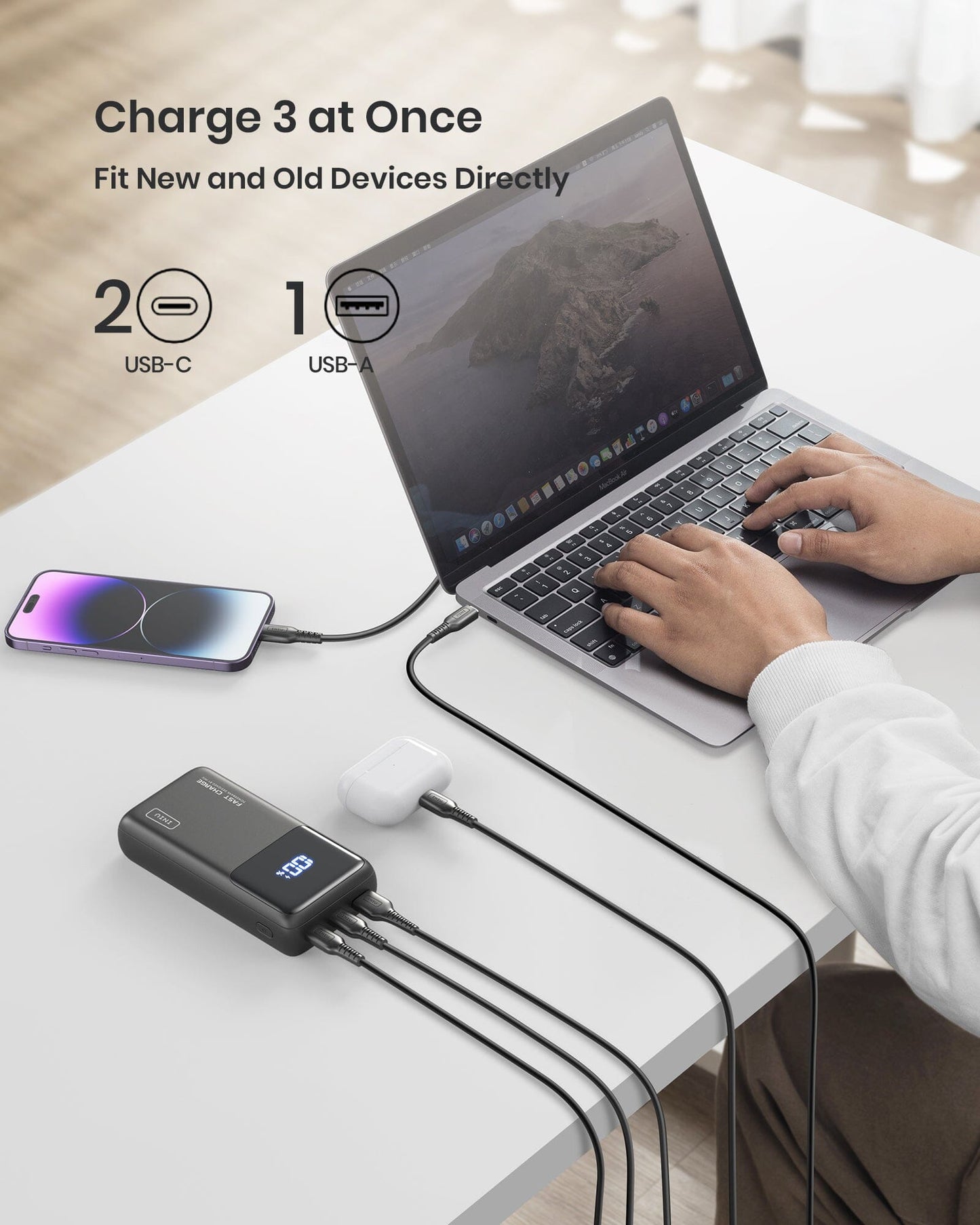 INIU B63 (25000mAh), Design for Laptop,Compatible with iPhone 14 13 12 Pro Samsung S21 Google LG iPad Tablet, etc.