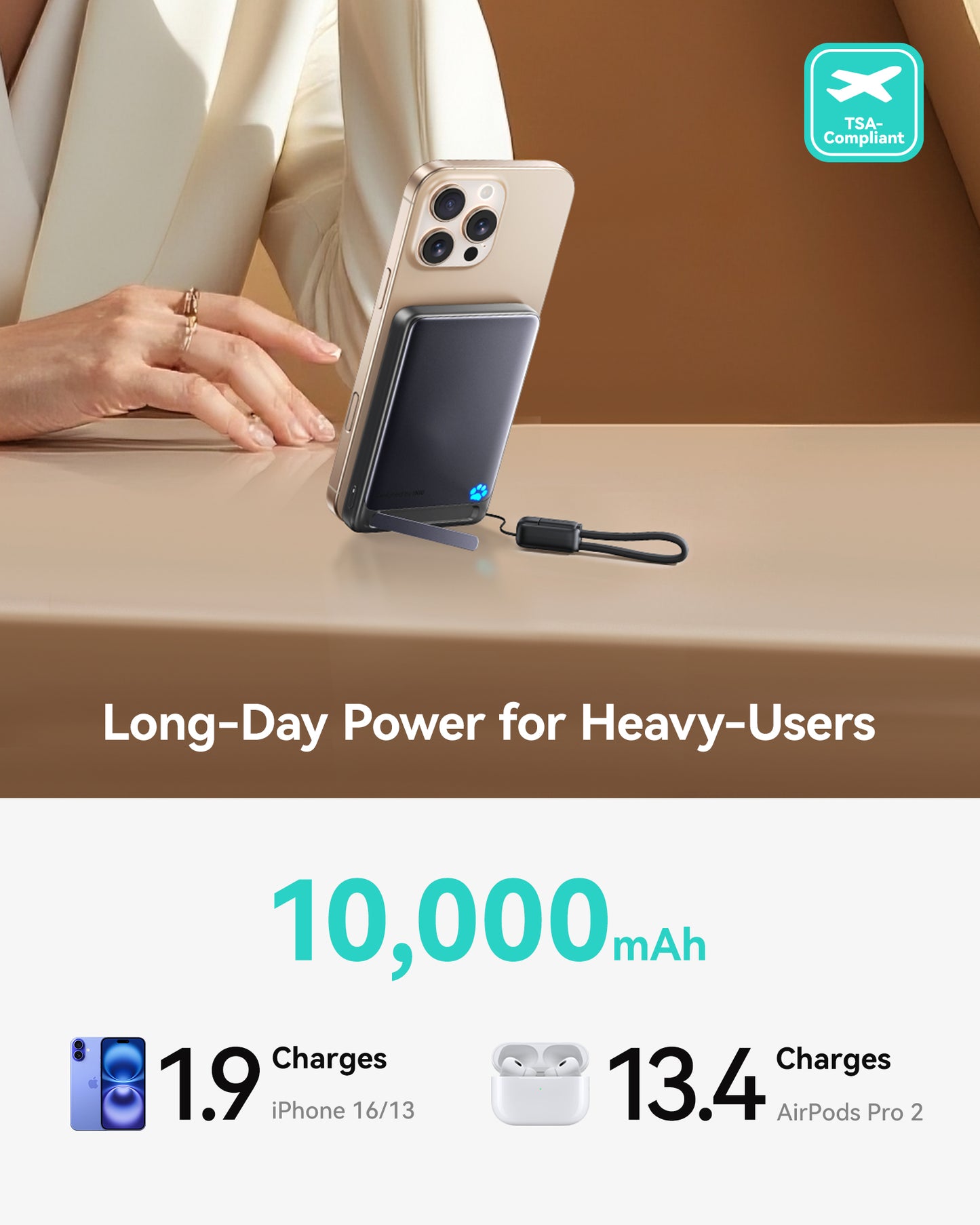 INIU SnapGo P73-E1 Wireless Charger Qi2 15W 10,000mAh