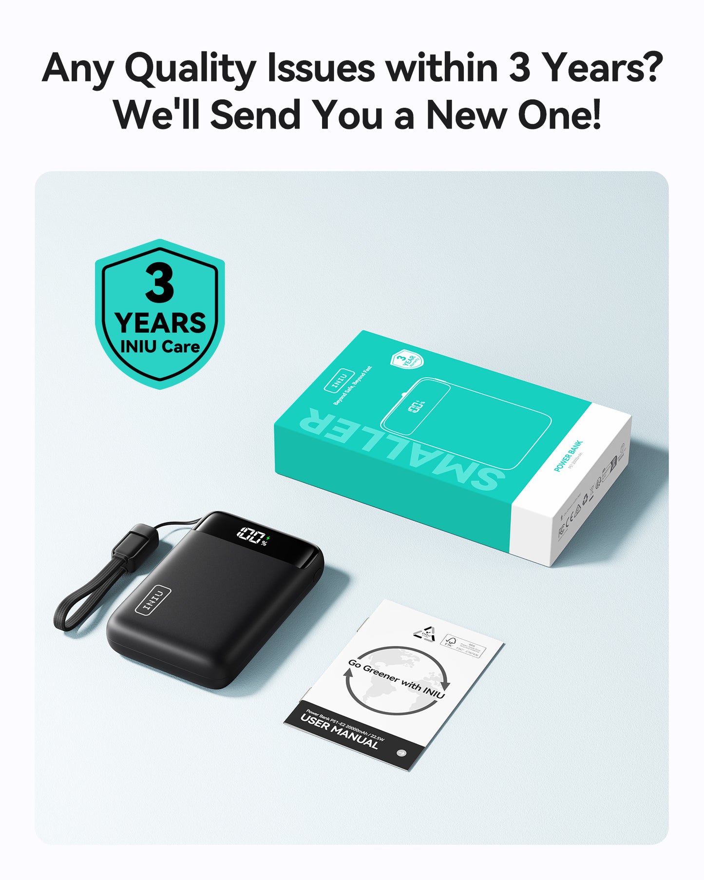 INIU Powerbank Carry P51-E2 22,5 W, najmniejszy, 20000 mAh