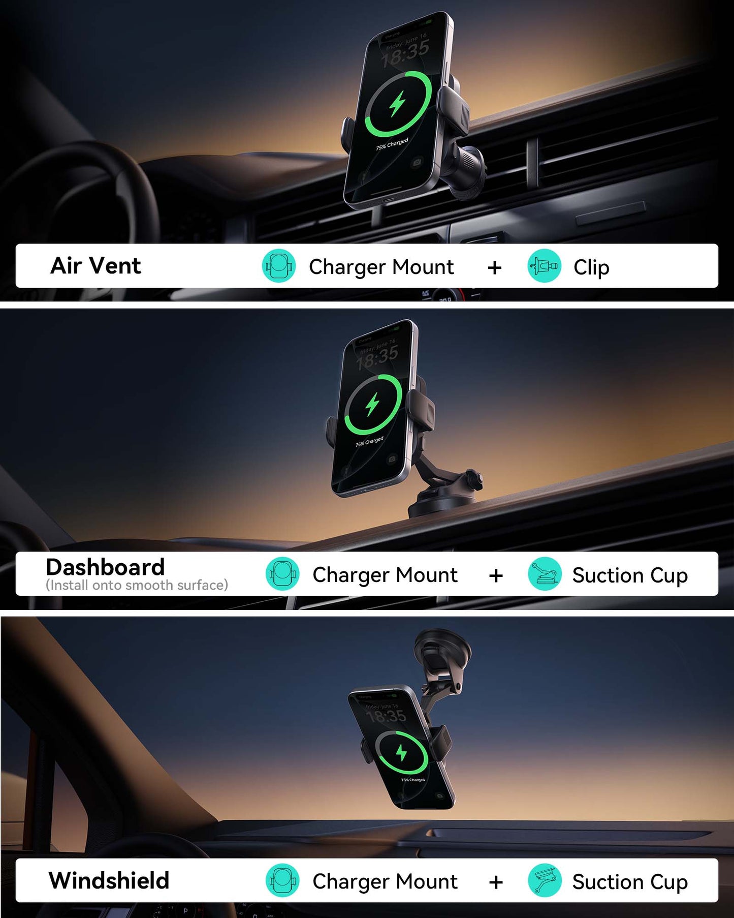 INIU SnapGo V11-E1 Qi2 15W Magnetic Wireless Car Charger
