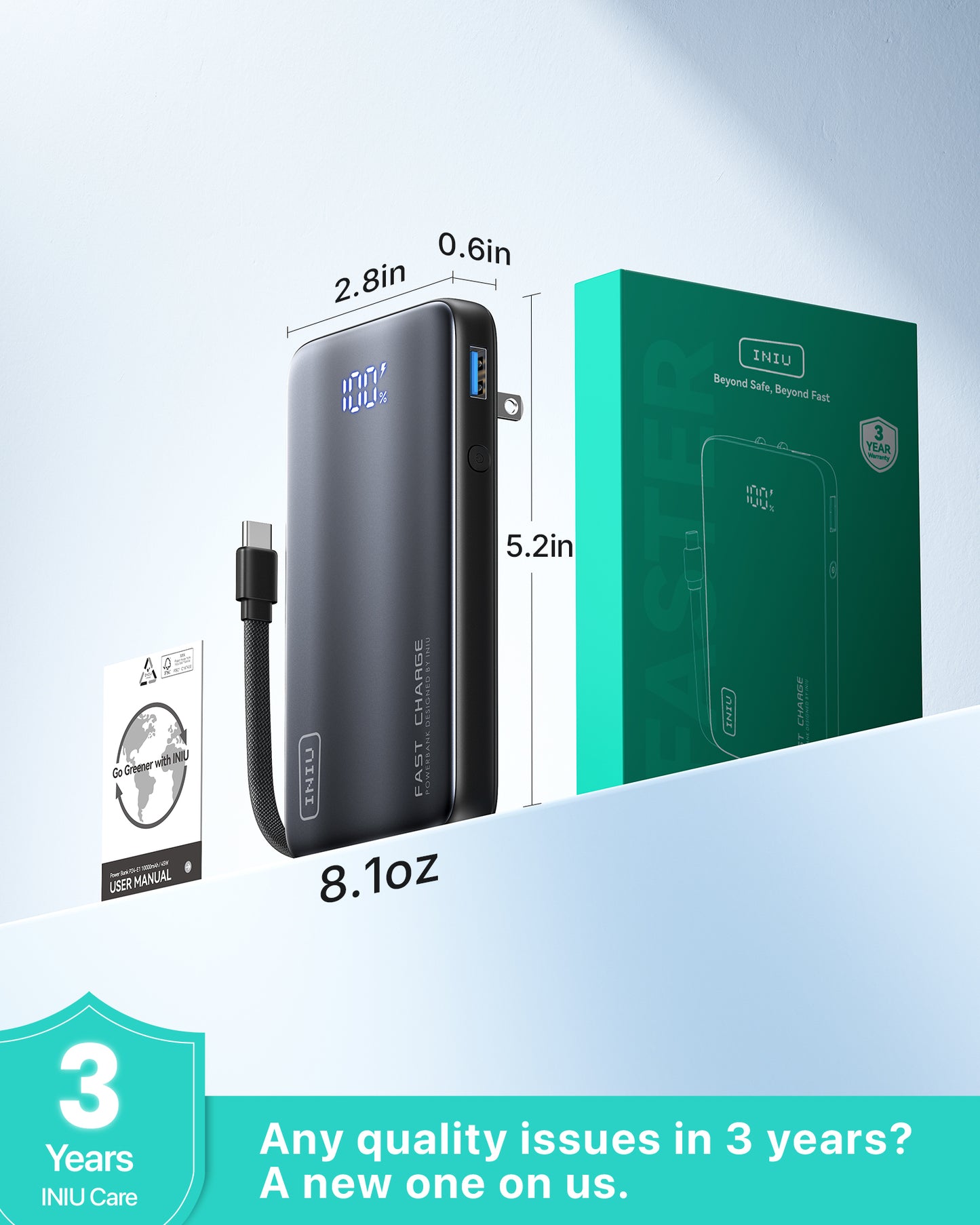 INIU マルチ P24 パワーバンク 45W 10000mAh