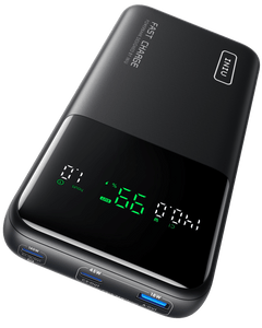 INIU Cougar P64-E1 Power Bank, Fast charging power bank with digital display showing battery level, and various output ports.