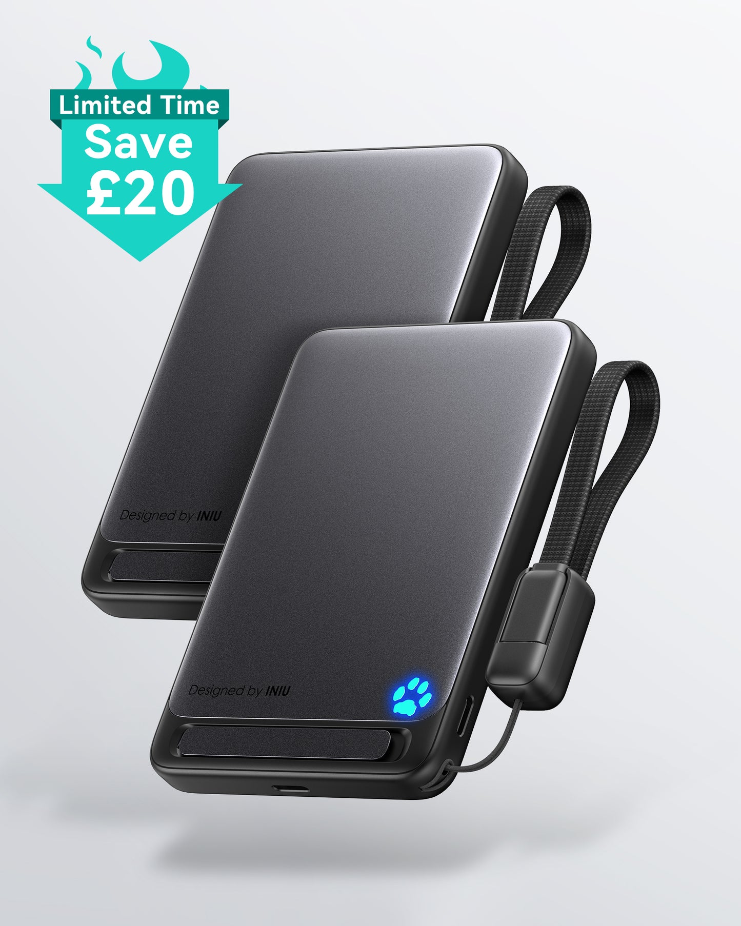 INIU SnapGo マグネット式パワーバンク 10000mAh 15W、Qi2 MagSafe対応