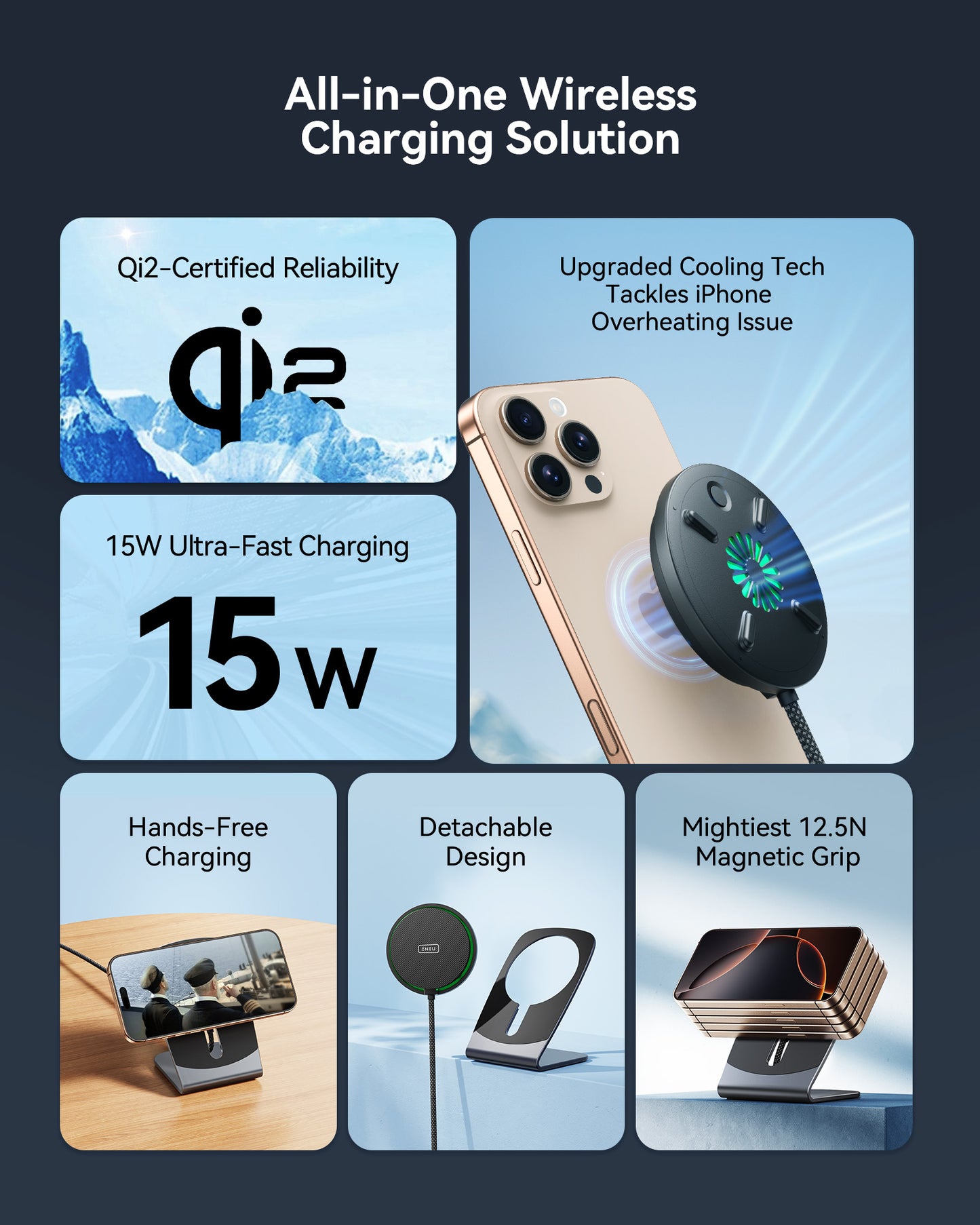 INIU W21-E1 Qi2 15W マグネット式ワイヤレス充電器