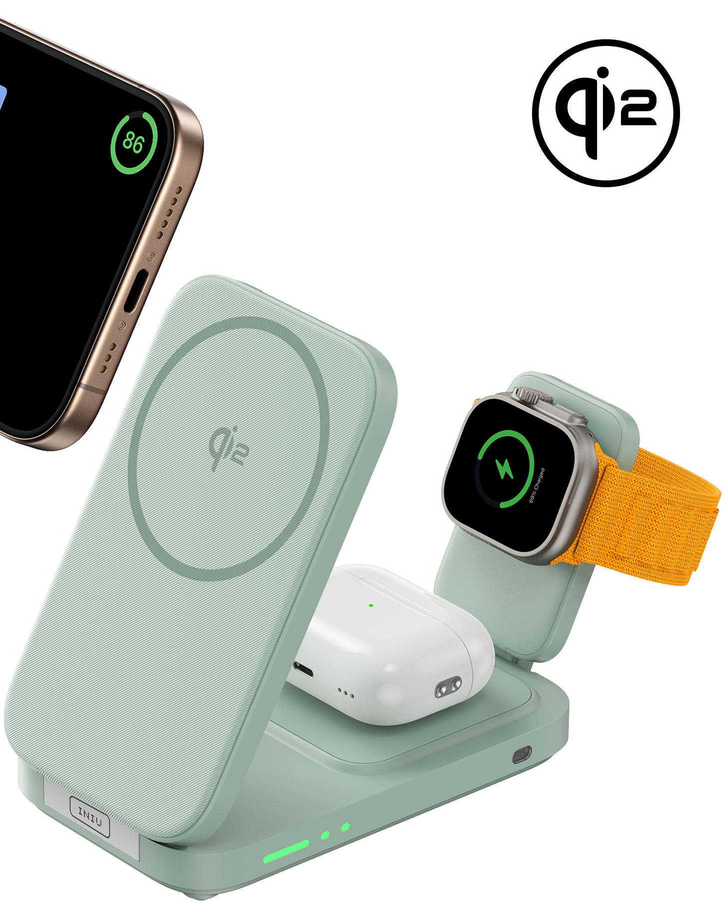INIU SnapGo W31-E1 Qi2 15W 3 in 1 マグネット式折りたたみ式ワイヤレス充電器