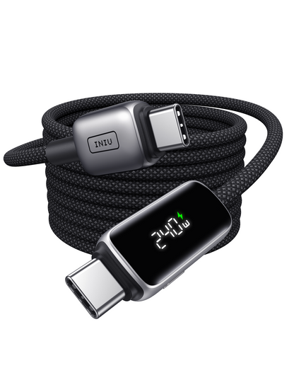 INIU 數位顯示器 USB C 轉 USB C 線（240W，6.6 英尺）