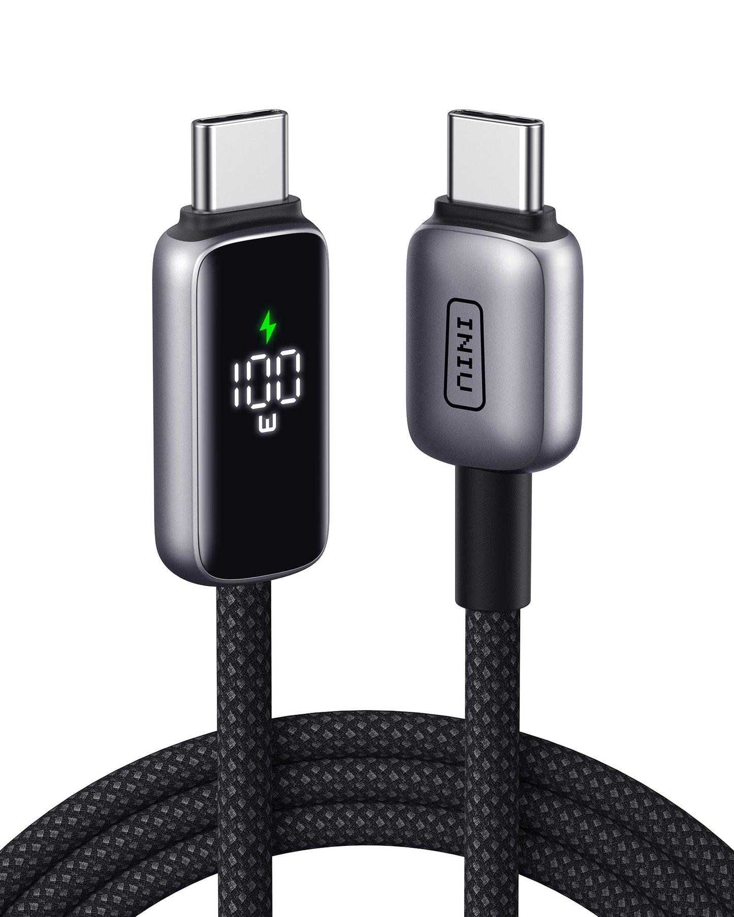 INIU 數位顯示器 USB-C 轉 USB-C 線（100W，6.6 英尺）