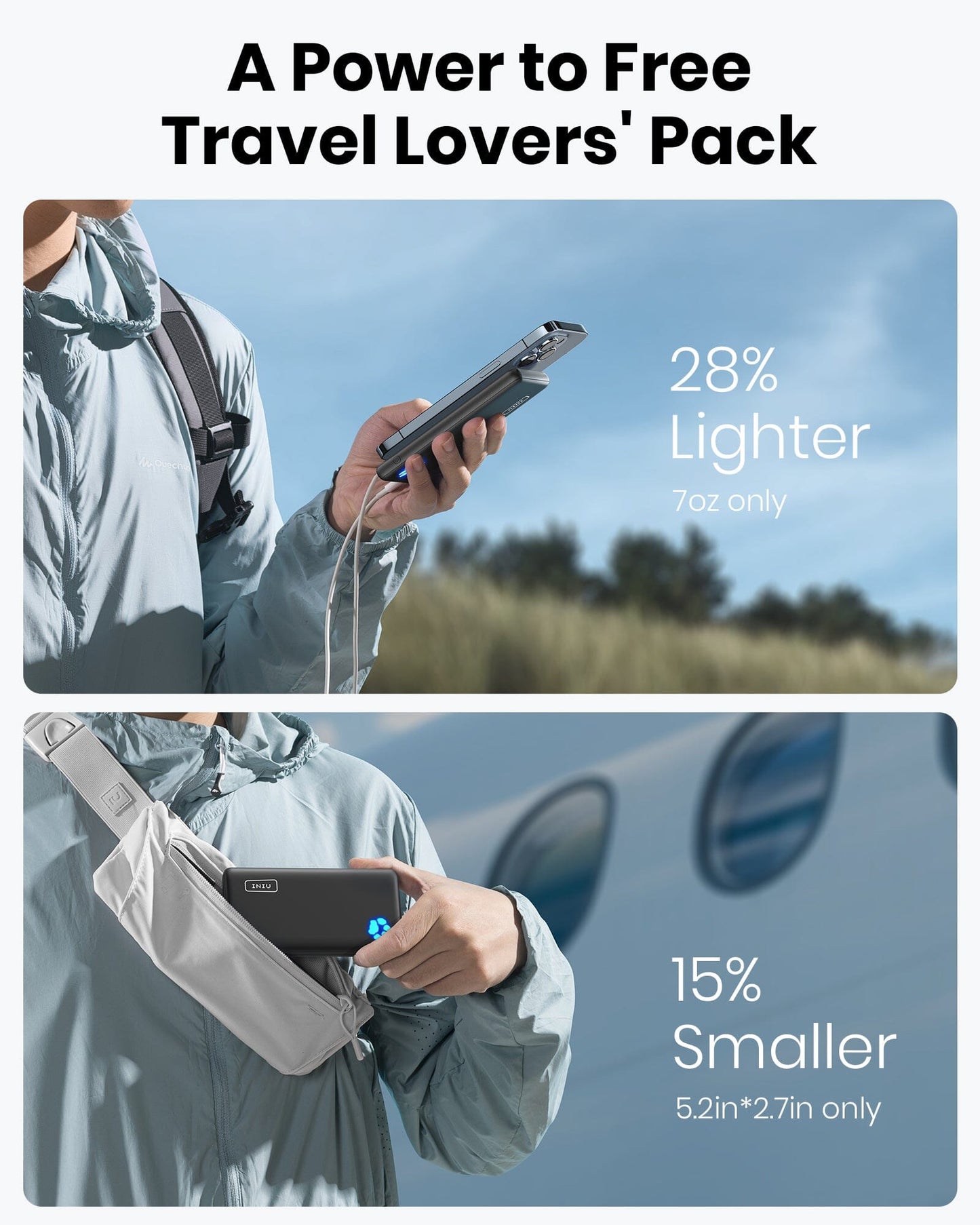 [4 colors] INIU B41 Market's Slimmest 10000mAh Power Bank,Compatible with iPhone 14 13 12 Pro Samsung S21 Google LG iPad Tablet, etc.