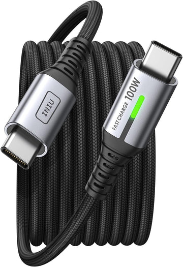 INIU 100W Fast Charging USB C to USB C Cable 4ft Nylon Braided for iPhone 15/15 Pro/15 Plus/15 Pro Max, Samsung S22 S21, iPad Pro MacBook Pro etc.