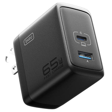 INIU 65W GaN USB-A+USB-C Wall Charger for MacBook Pro/Air iPad iPhone Steam Deck, and More