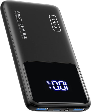 INIU Slimmest Fast Charging 10000mAh Portable Charger with LED Display for iPhone 15 14 13 12 11 Pro Samsung S22 S21 Google AirPods iPad (with 1ft USB A-C Cable)