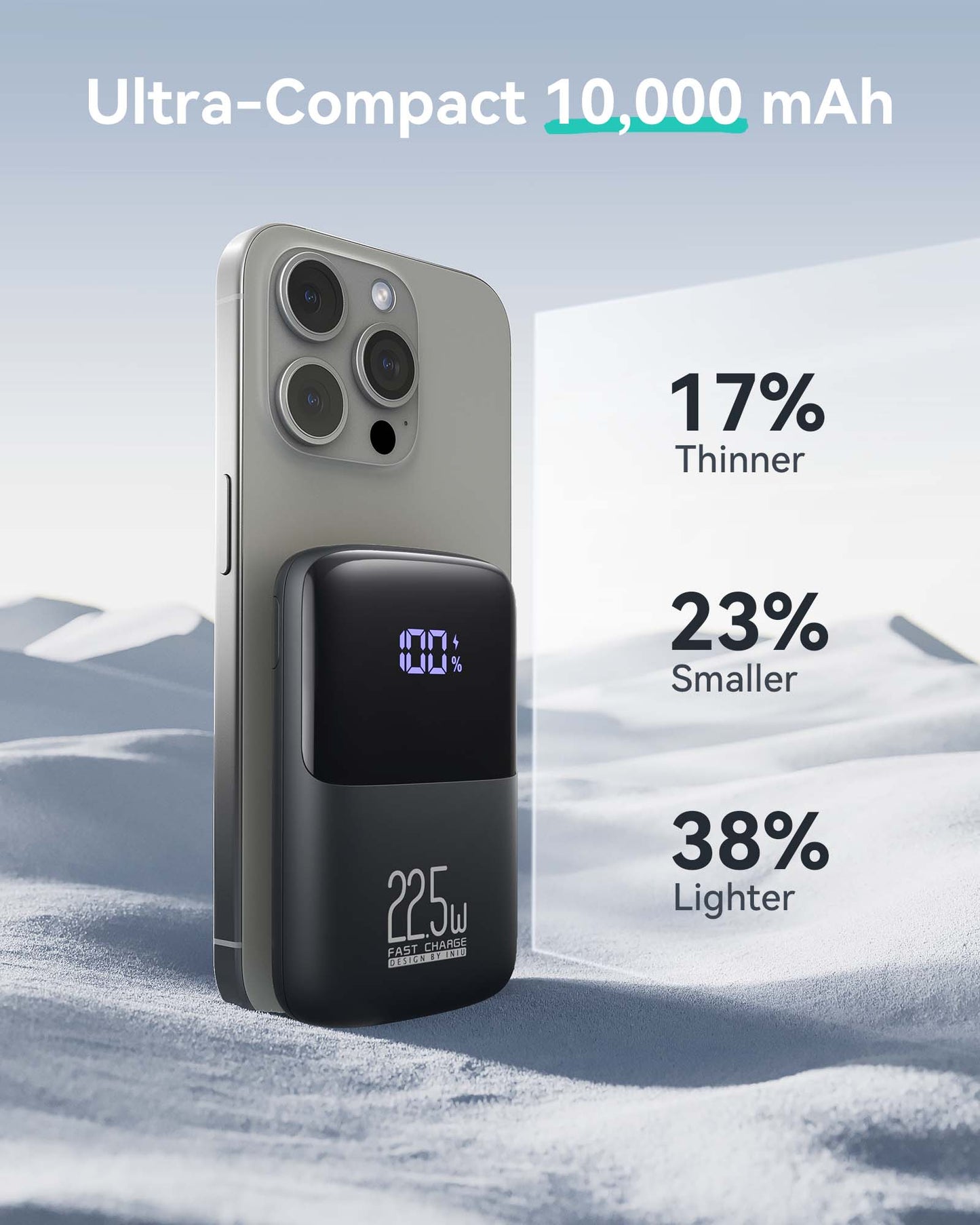 INIU B61 Power bank 10000mAh, 3-Port-Design