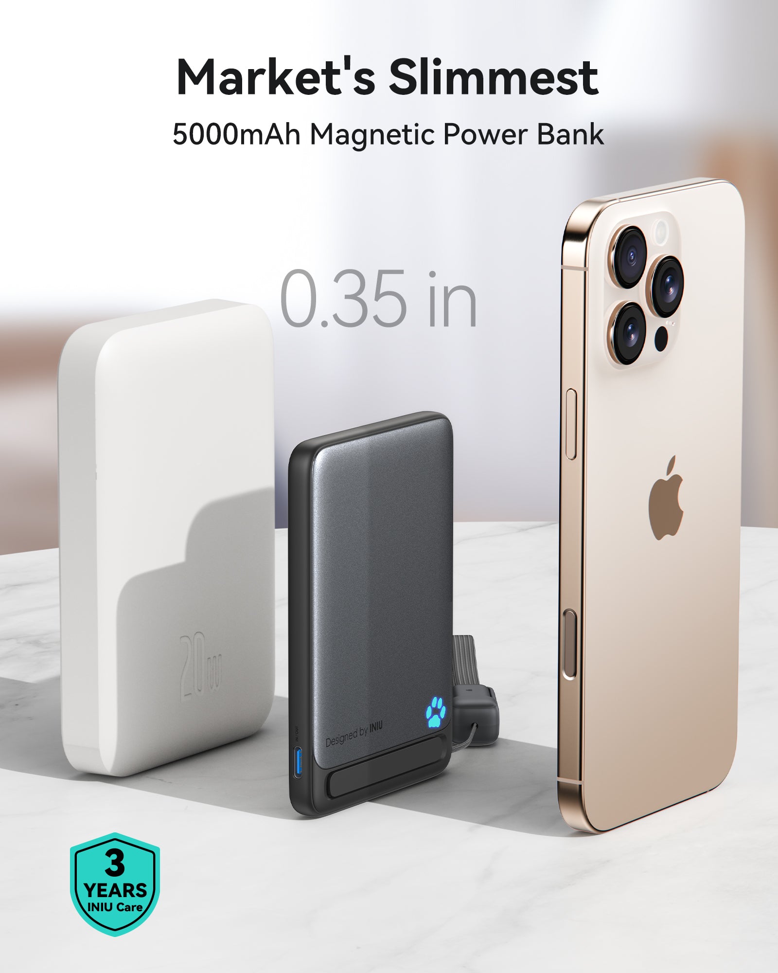 [New] INIU SnapGo P71-E1 Power Bank Magsafe Qi2 15W Slimmest 5,000mAh