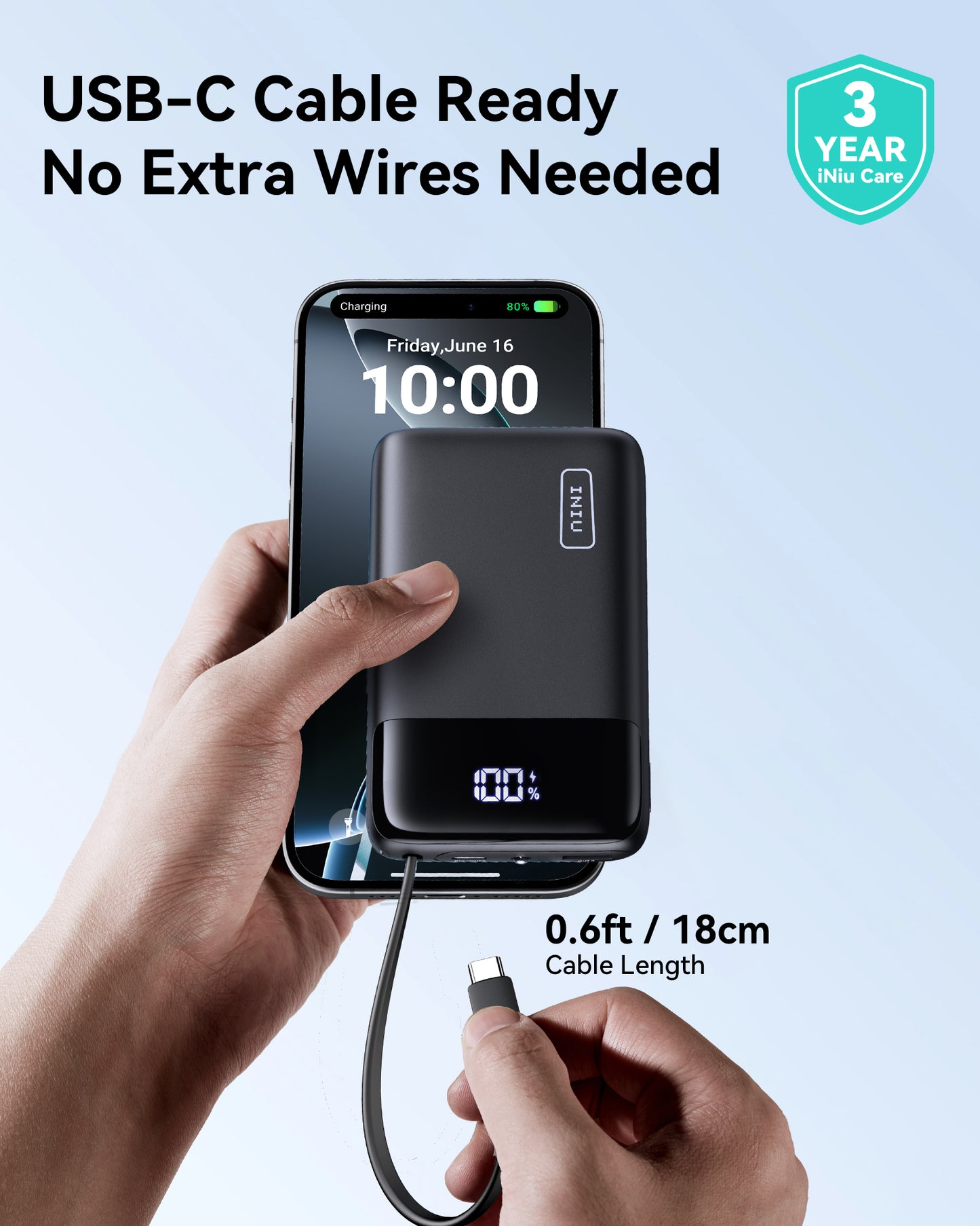 INIUキャリーP51L-E1 パワーバンク 22.5W 20000mAh