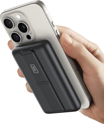 INIU pour MagSafe Battery Pack, Slim 6000mAh 20W Chargeur portable magnétique avec support pliable pour iPhone 15/15 Plus/15 Pro/15 Pro Max, iPhone 14/13/12 série (avec 1ft 60W USB Câble C-C)