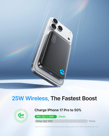 INIU Batería externa magnética SnapGo P771 Qi2.2 de 25 W | 10000 mAh