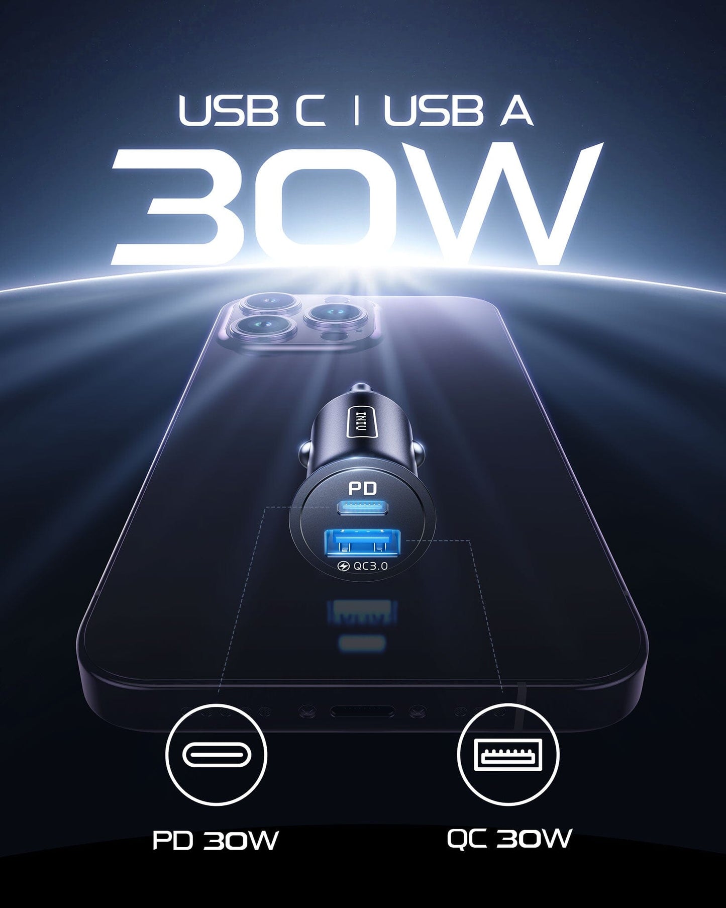 INIU I710 2-Port Fast Car Charger 60W