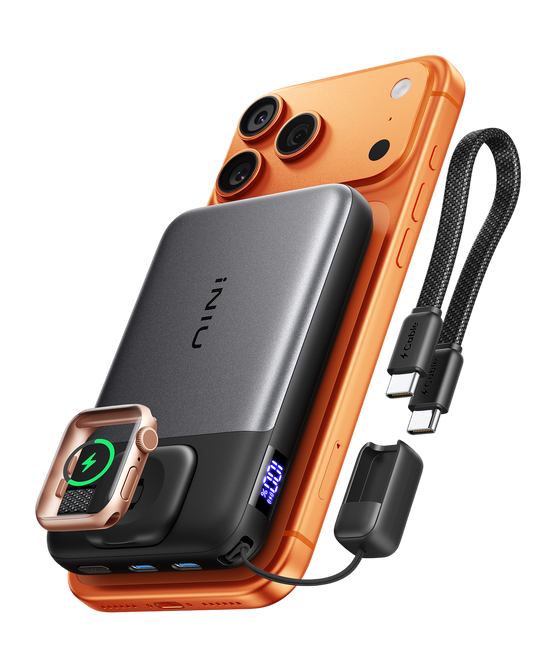 INIU SnapGo Magnetic Power Bank 10000mAh 25W, Qi2.2 MagSafe, Apple Watch Charger