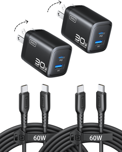 INIU Cargador A12 de 30 W con doble puerto (paquete de 2)