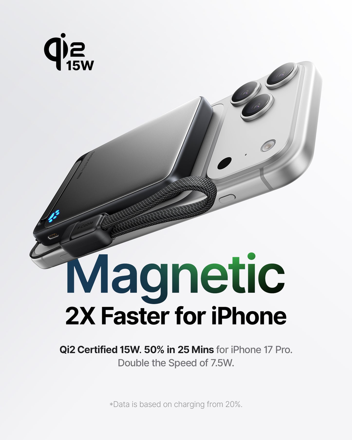 INIU SnapGo P73 Qi2 15W Magnetische Slim Powerbank | 10000mAh