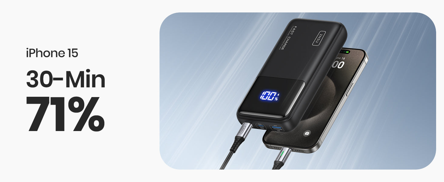 Batterie Externe Iniu - 20000mAh, 22.5W, USB C Input&Output, PD3.0 QC4.0  Charge Rapide –
