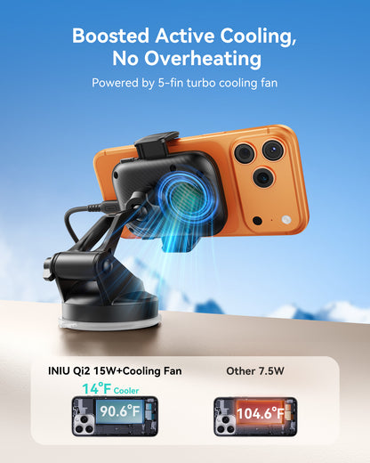 INIU Magnetyczny uchwyt samochodowy do bezprzewodowej ładowarki Qi2 SnapGo V11-E1 15 W