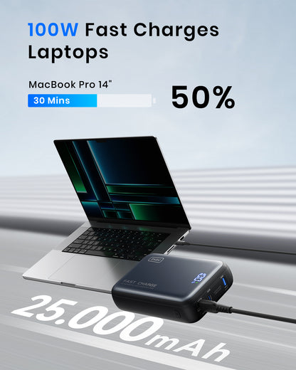 INIU 100W 行動電源 最小巧的 25000mAh 快充便攜式充電器