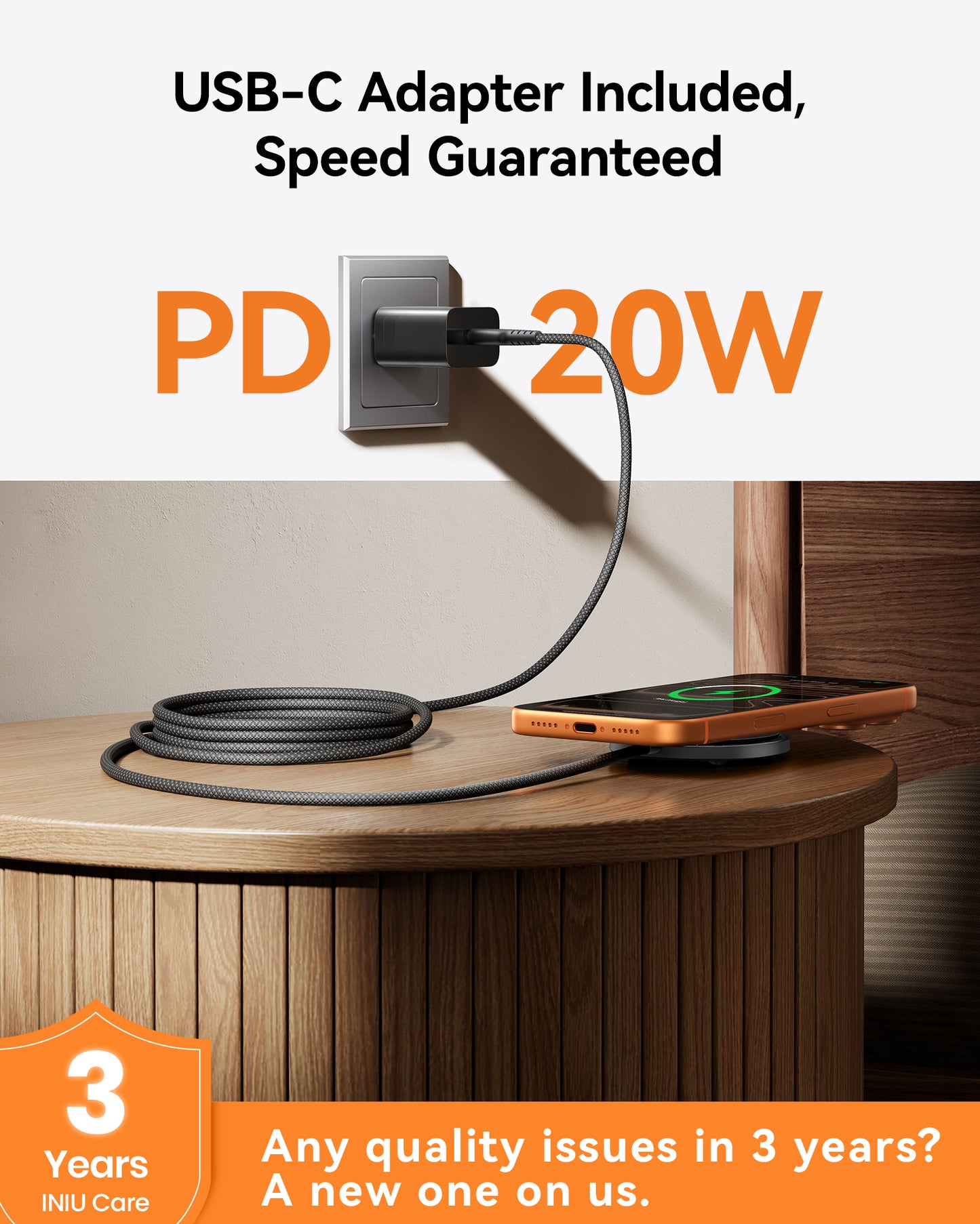 INIU Ładowarka bezprzewodowa Qi2 W11-E1 15 W z magnetyczną diodą LED