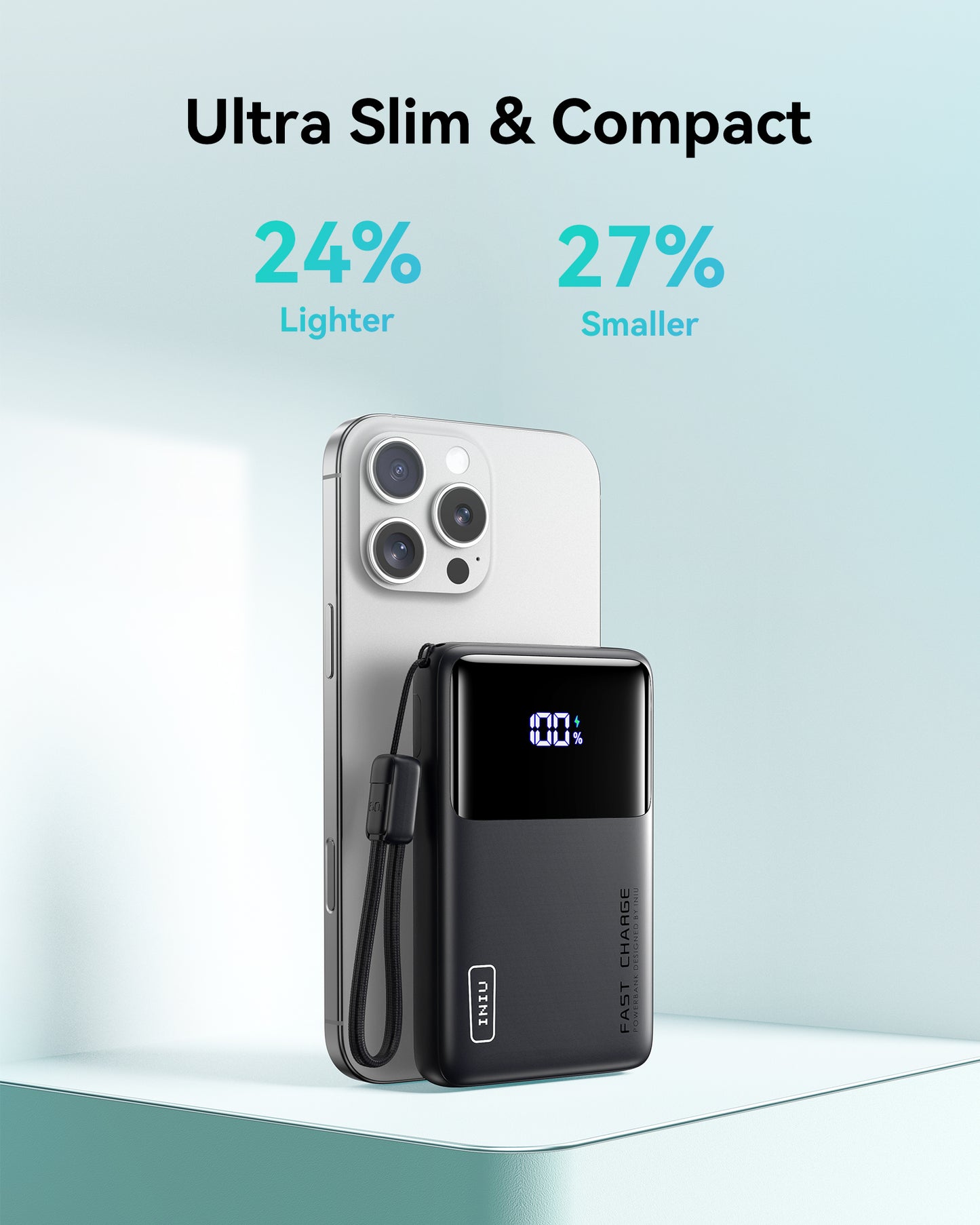 [New] Banco de energía delgado INIU Carry P55-E2 de 45 W y 10 000 mAh