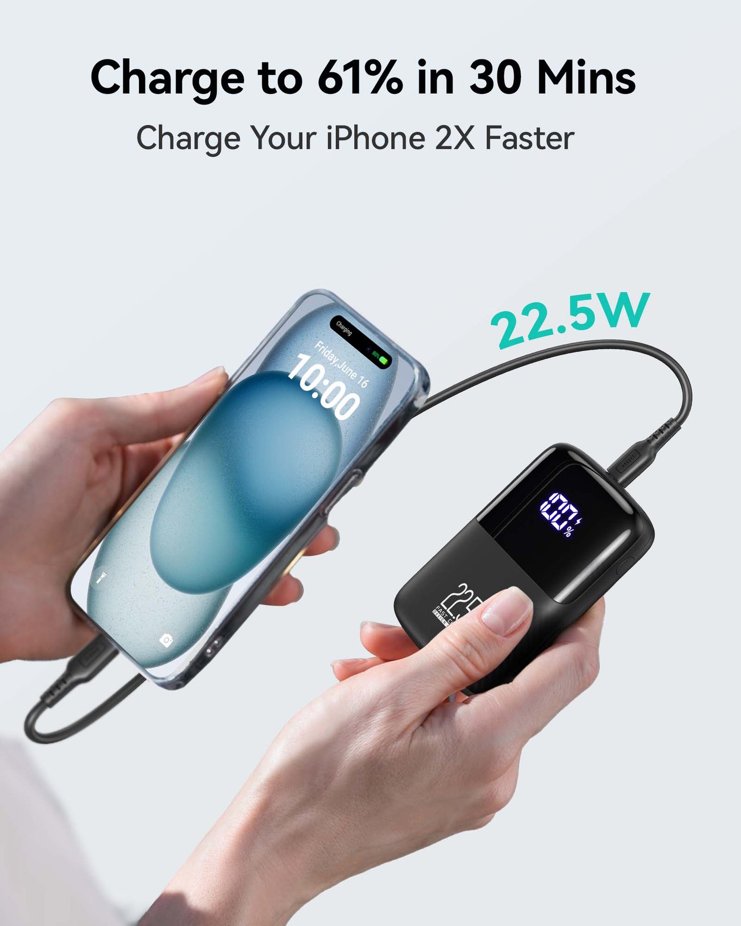 INIU B61 Power bank 10000mAh, 3-Port-Design