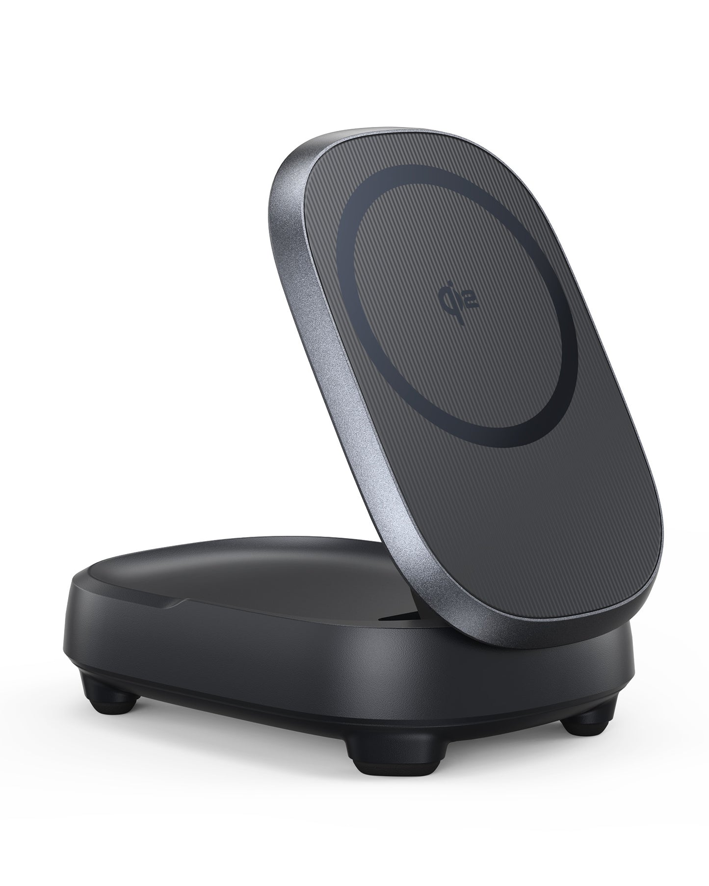 INIU WM211 Wireless Charger, foldable Qi2 wireless charging stand, black and silver color, compact and portable design