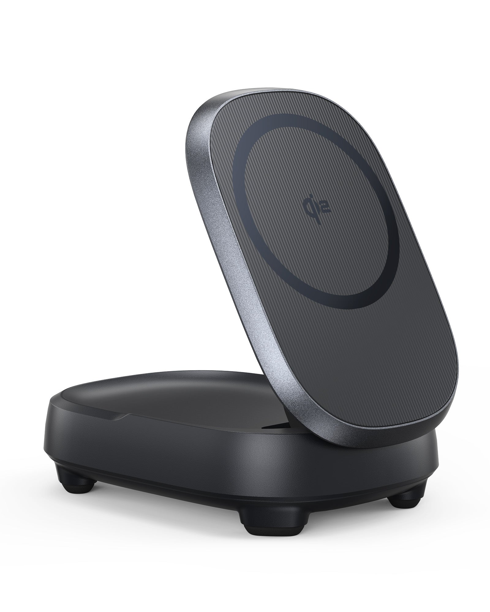 INIU WM211 Wireless Charger, foldable Qi2 wireless charging stand, black and silver color, compact and portable design