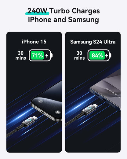 INIU 240W USB-C 轉 USB-C 連接線（6.6 英尺，2 條裝）