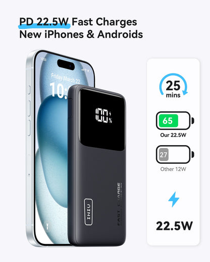 Batterie externe INIU B6 10 000 mAh 22, 5 W avec support intégré