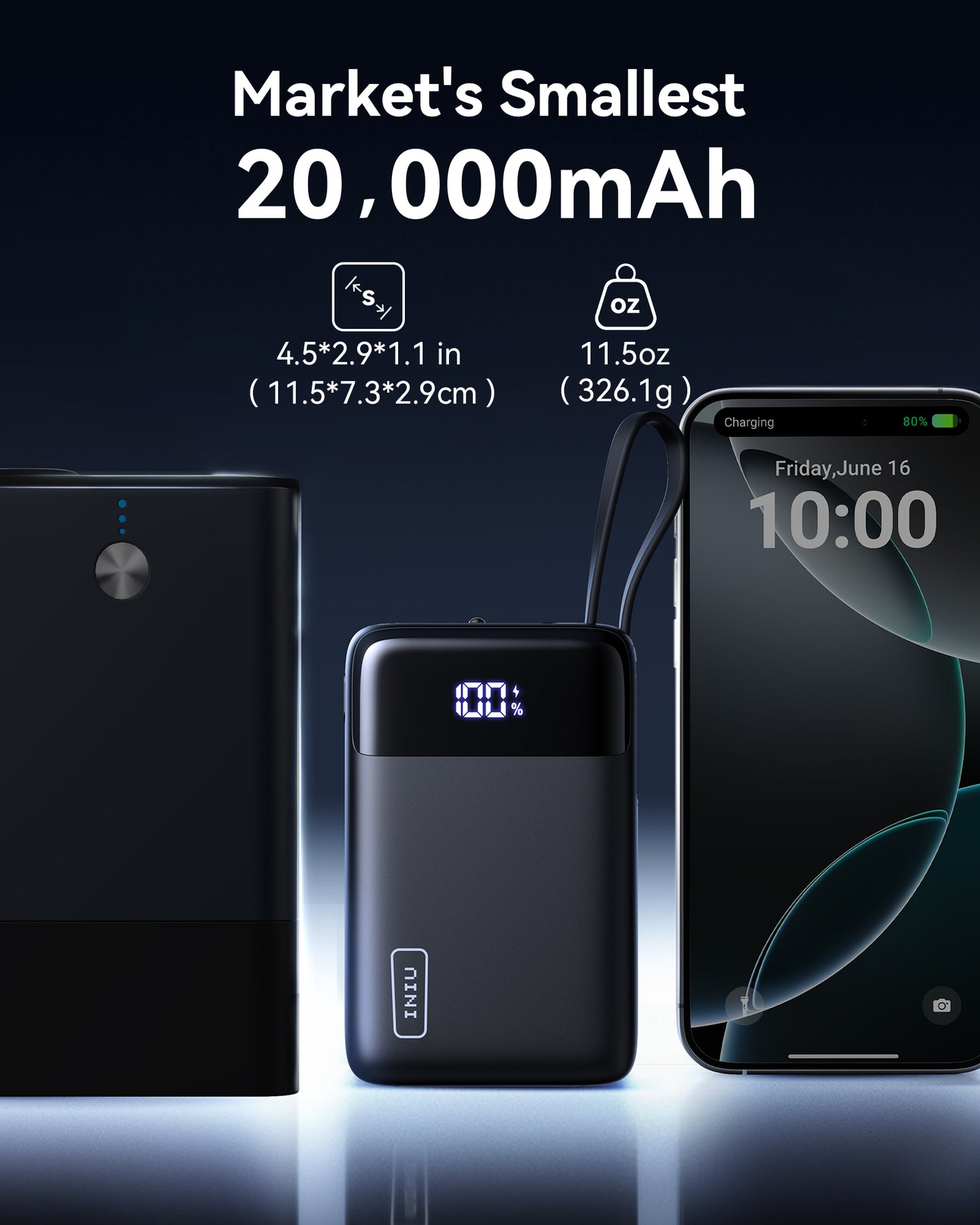 INIUキャリーP51L-E1 パワーバンク 22.5W 20000mAh