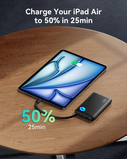 INIU Pawsible P41L-E1 Banco de energía con cable integrado, el más delgado de 20 W y 10 000 mAh