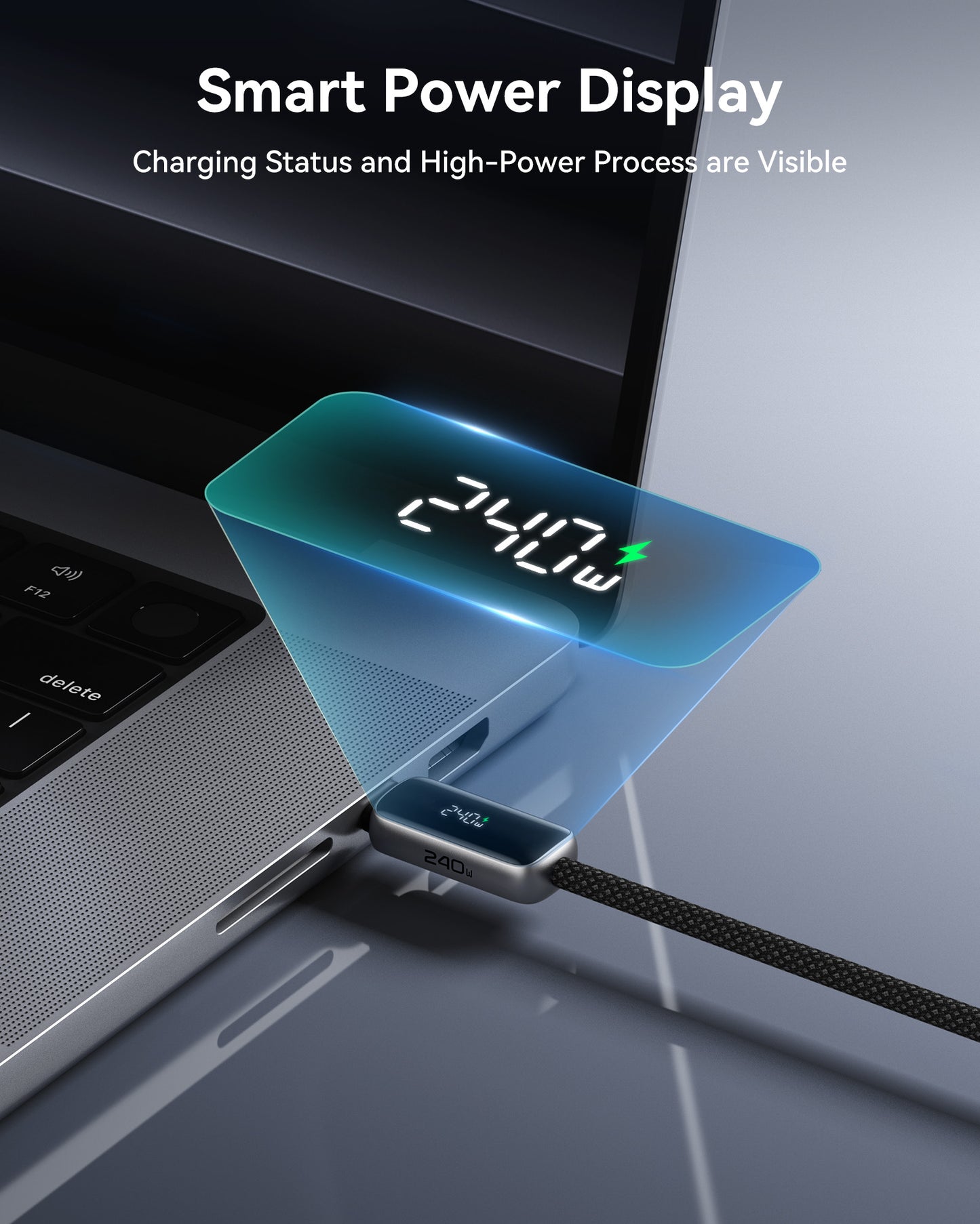 INIU 數位顯示器 USB C 轉 USB C 線（240W，6.6 英尺）