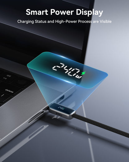 INIU 數位顯示器 USB C 轉 USB C 線（240W，6.6 英尺）