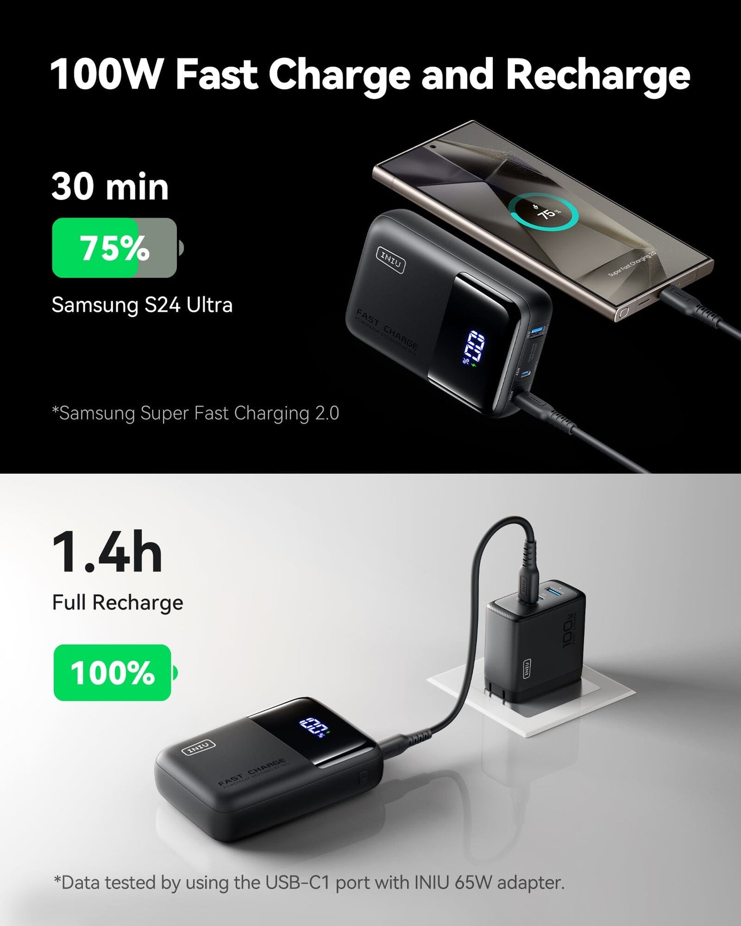 Batterie externe INIU Cougar P63-E1 la plus petite 100 W 25 000 mAh