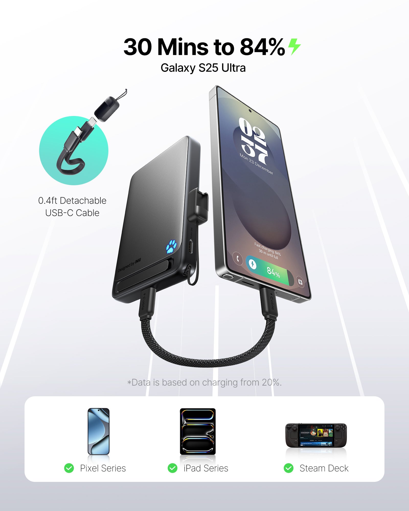 INIU SnapGo P73 Qi2 15W Magnetic Slim Power Bank | 10000mAh