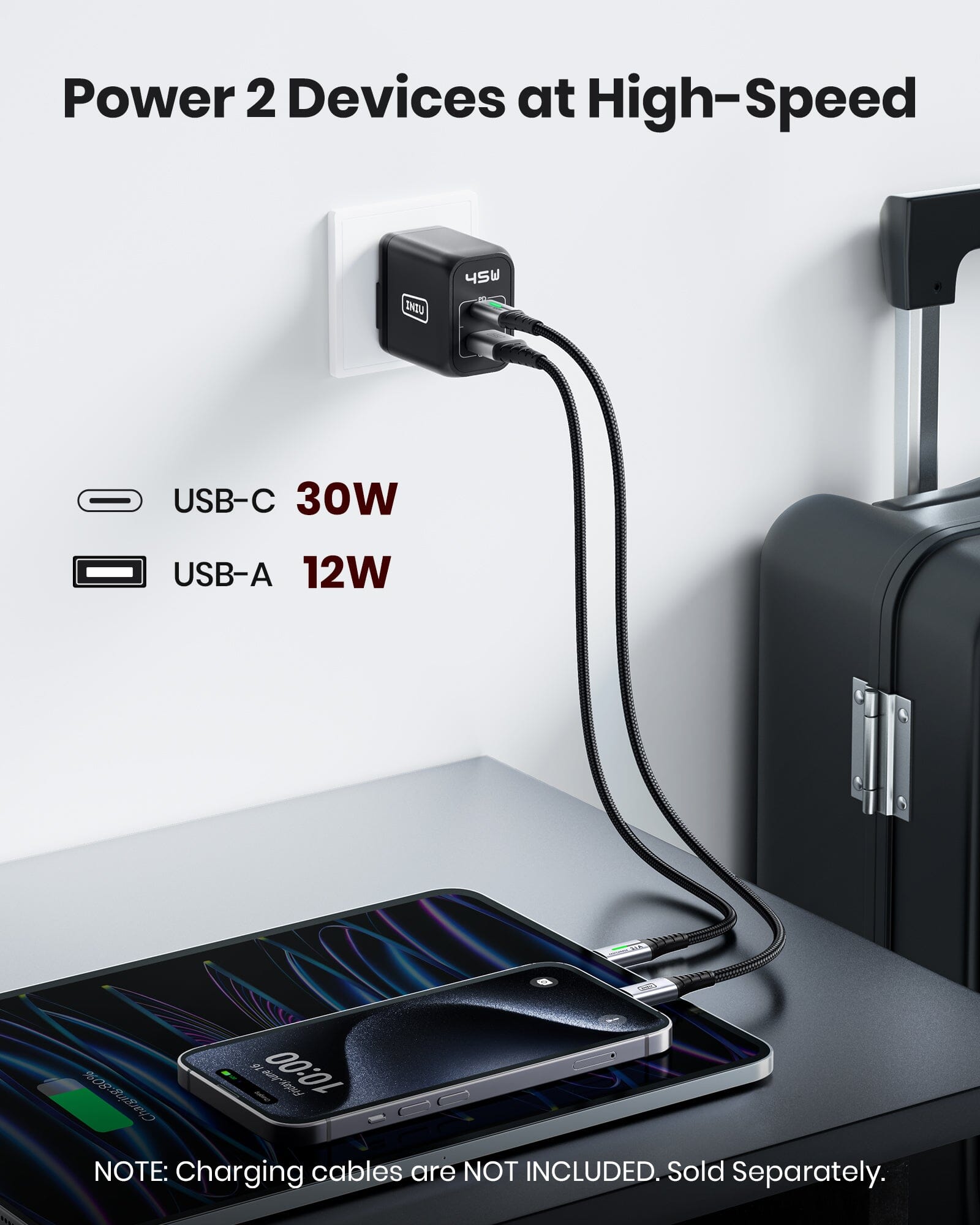INIU I623 2-Port 45W Super Fast Charger