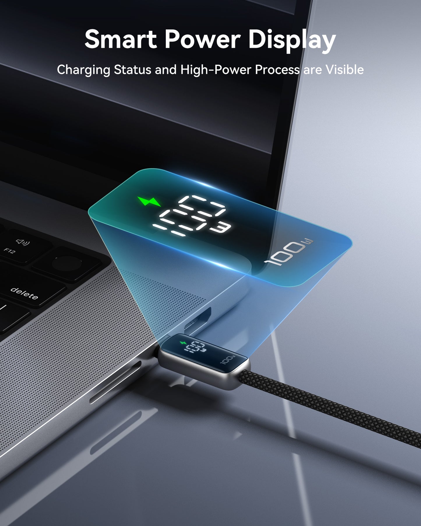 INIU 數位顯示器 USB-C 轉 USB-C 線（100W，6.6 英尺）