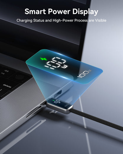 INIU 數位顯示器 USB-C 轉 USB-C 線（100W，6.6 英尺）