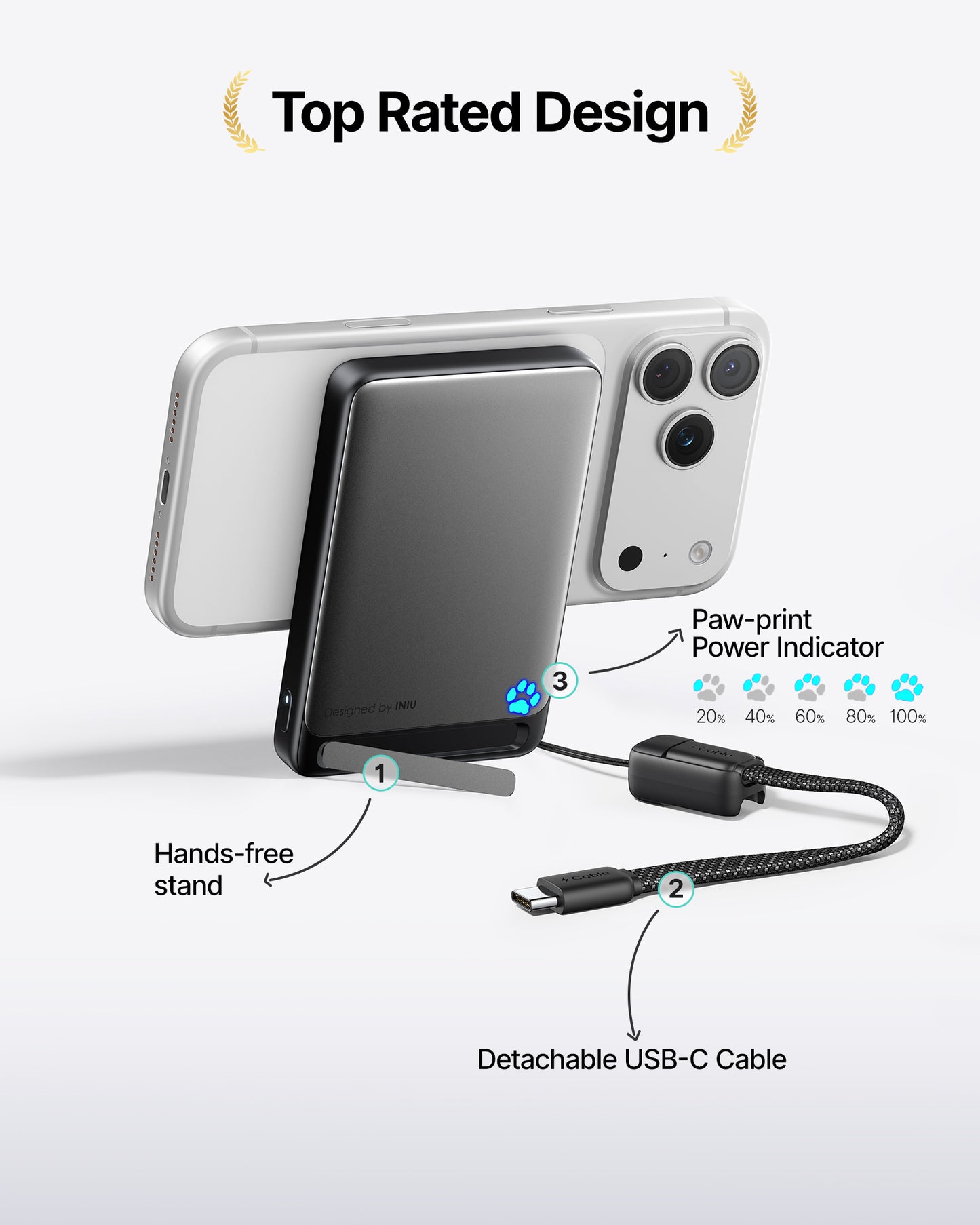 INIU SnapGo P73 Qi2 15W Magnetische Slim Powerbank | 10000mAh