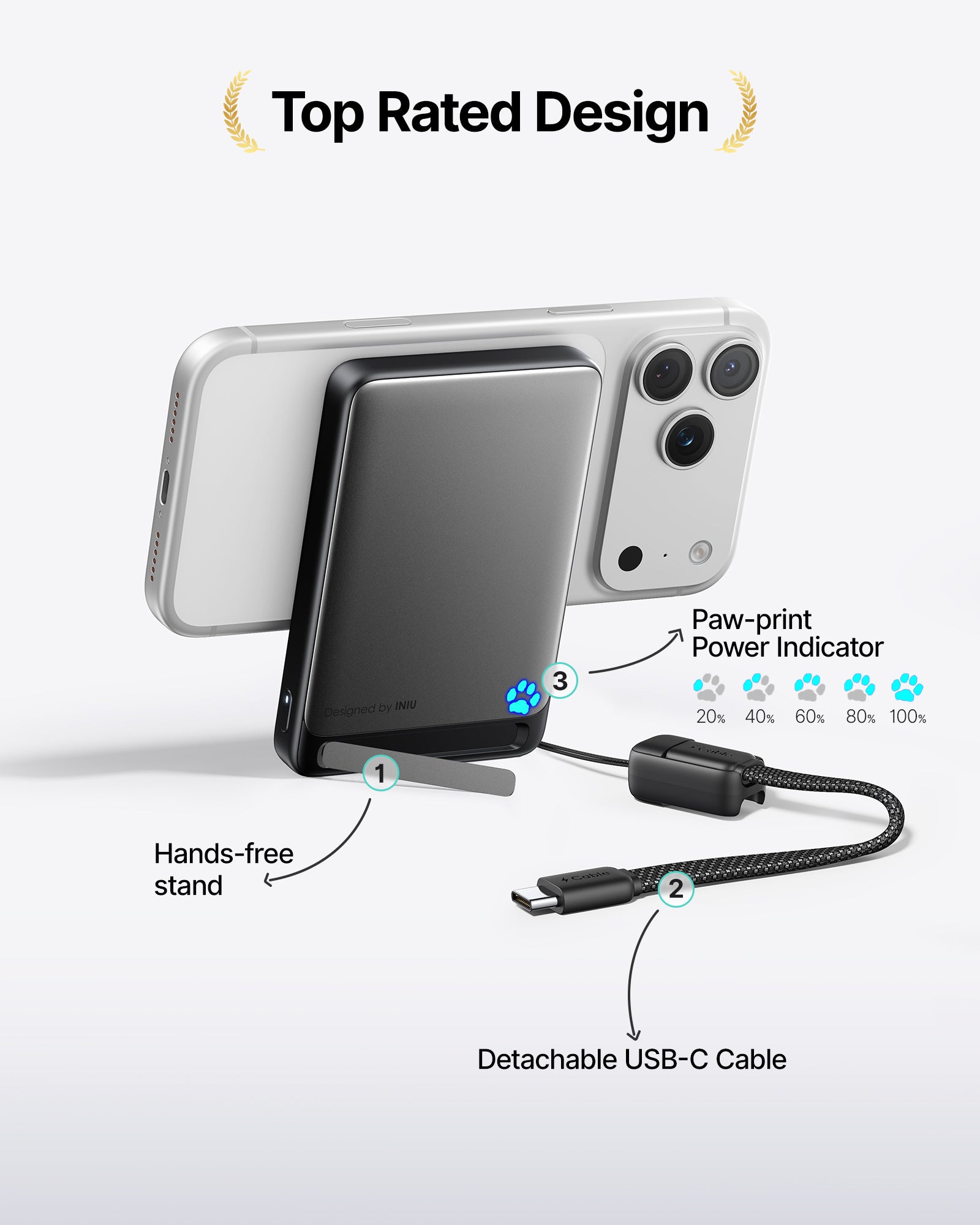 INIU SnapGo P73 Qi2 15W Magnetic Slim Power Bank | 10000mAh