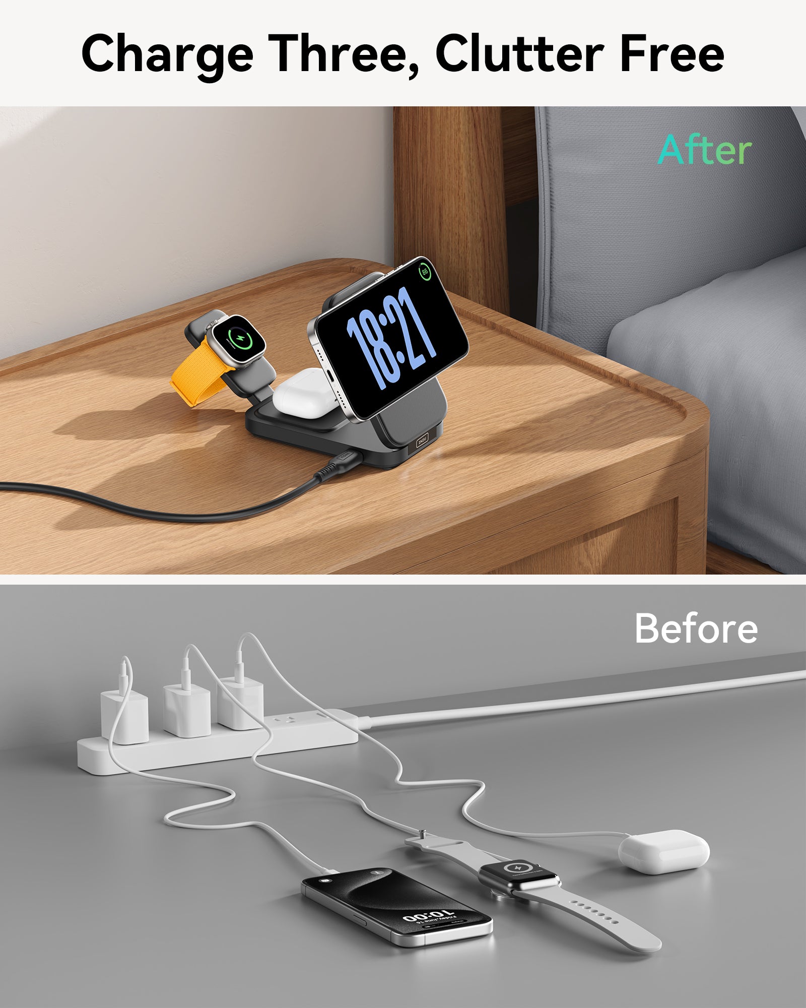 INIU SnapGo W31-E1 Qi2 15W 3 in 1 Magnetic Foldable Wireless Charger