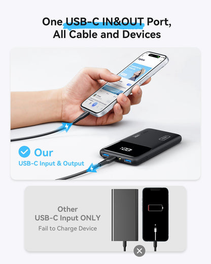 Batterie externe INIU B6 10 000 mAh 22, 5 W avec support intégré
