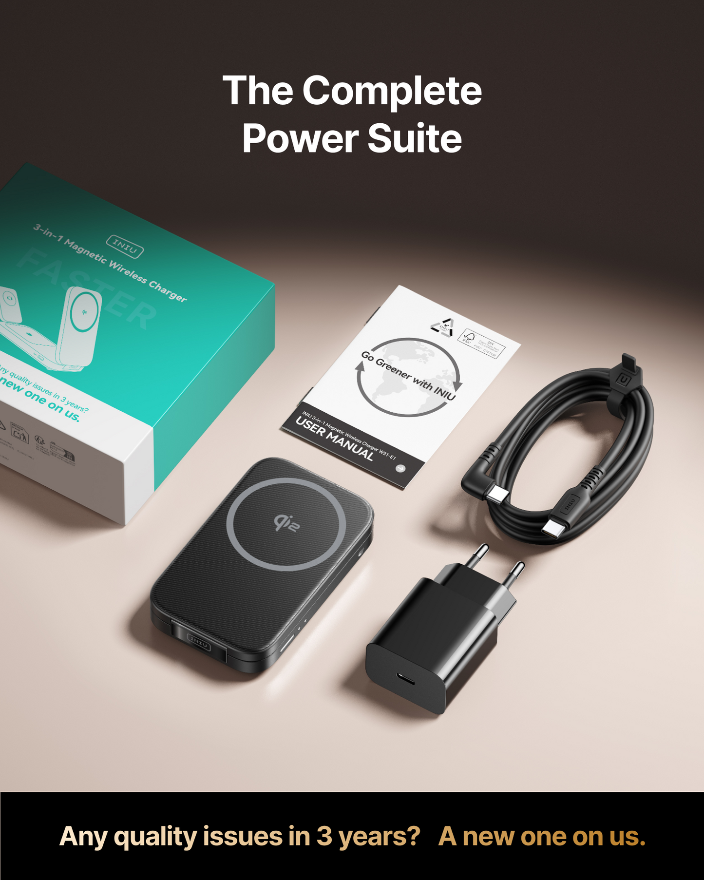 INIU SnapGo W31 Qi2 15W 三合一磁吸折疊無線充電器